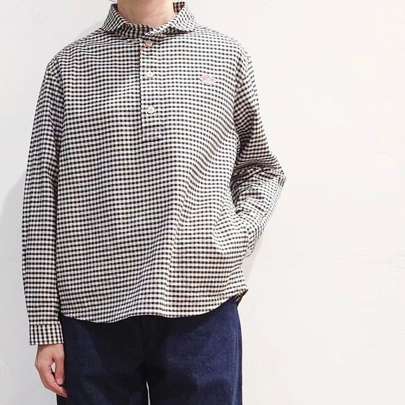 DANTON】 Women's Round Collar Pullover Shirt (Gingham) ダントン ウィメンズ ラウンドカラー  プルオーバーシャツ(ギンガム)JD-3564OXP