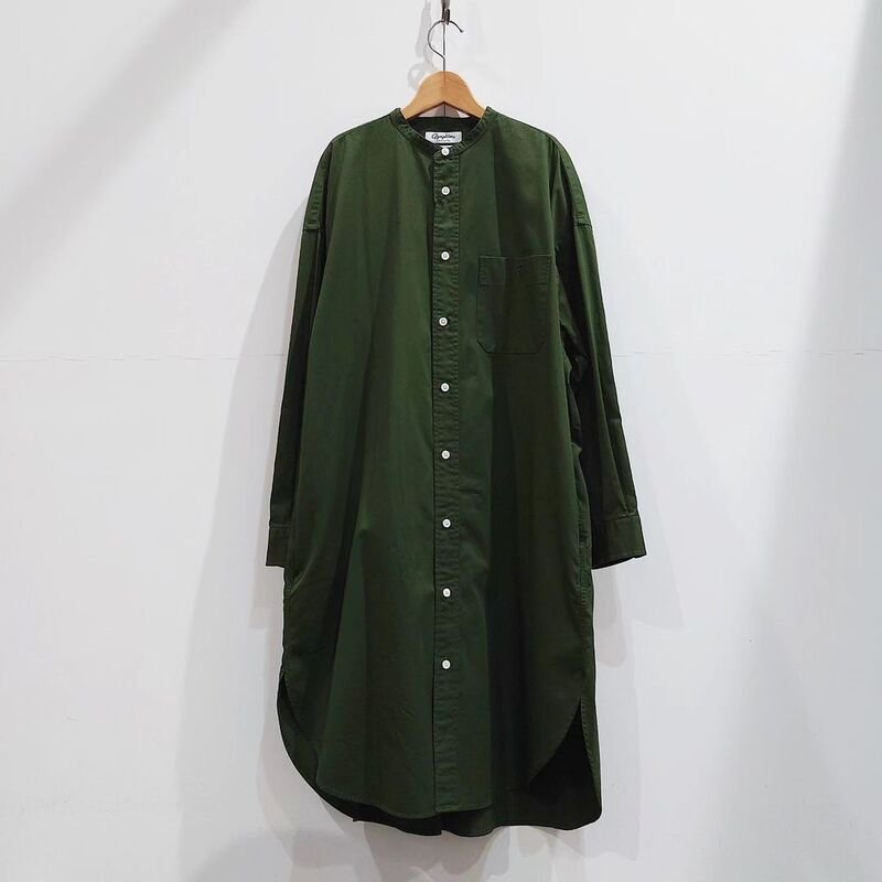 Gymphlex】 Band Collar Shirt Onepiece (Olive) / ジムフレックス