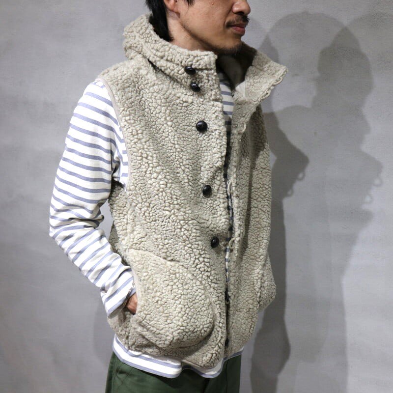 Gymphlex】 Boa Hooded Vest (Taupe) / ジムフレックス ボア フード