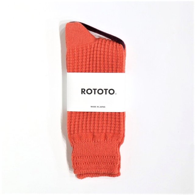 ROTOTO Cotton Waffle Crew Socks(Orange)/ȥ åȥåե륯롼å() R1110