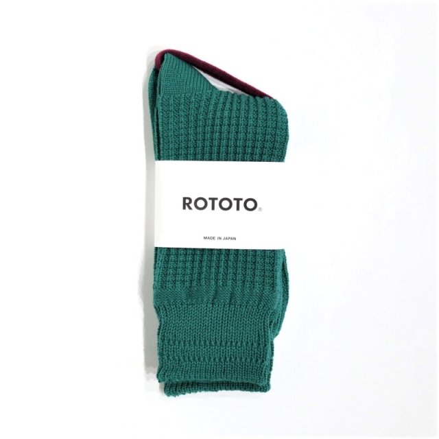 ROTOTO Cotton Waffle Crew Socks(Green)/ȥ åȥåե륯롼å(꡼) R1110