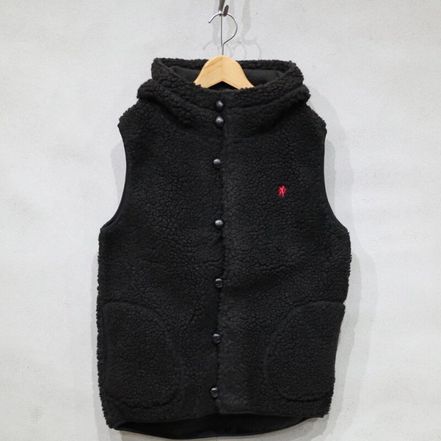 【Gymphlex】 Women's Boa Hooded Vest (Black) / ウィメンズ ジムフレックス ボア フードベスト (ブラック) J-1069 PL