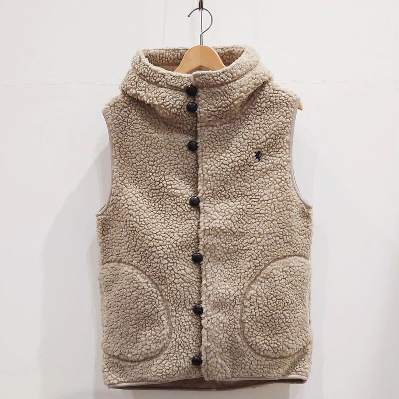 Gymphlex】 Men's Boa Hooded Vest (Taupe) / メンズ ジムフレックス