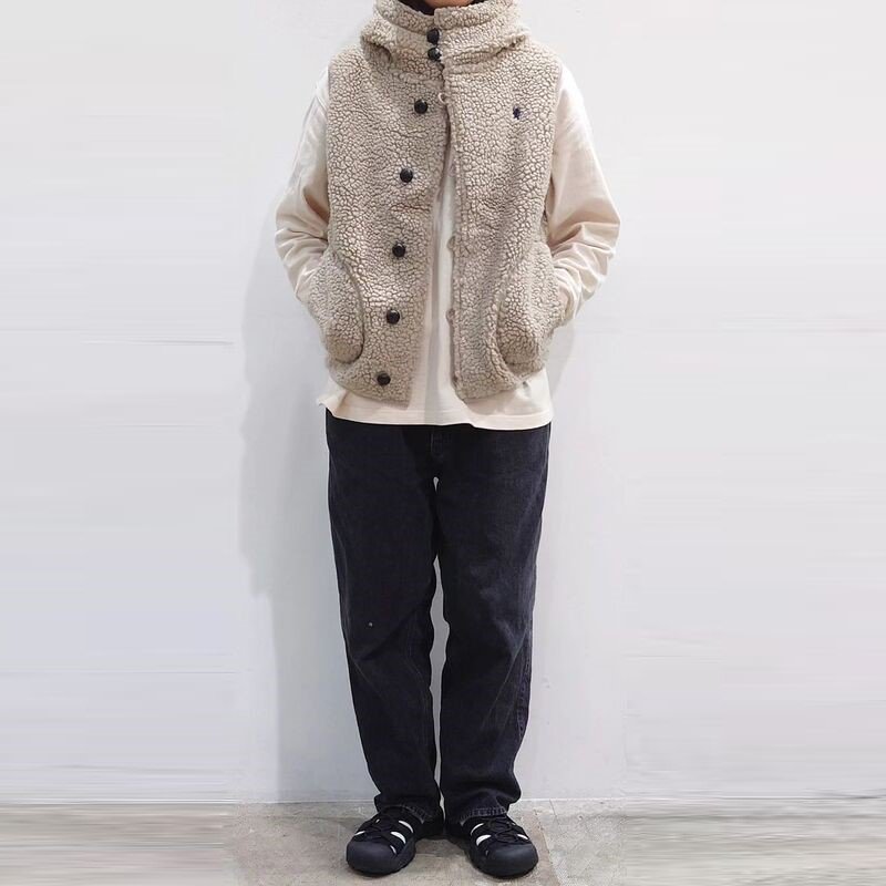 Gymphlex】 Men's Boa Hooded Vest (Taupe) / メンズ ジムフレックス 
