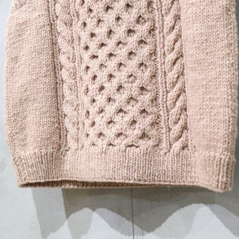 HARVESTY】 CABLE KNIT VES (Light Pink) / ハーベスティー ケーブル