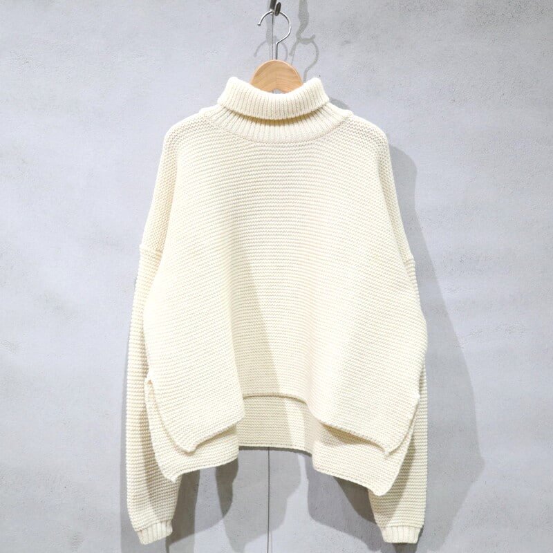 Kerry Woollen Mills】 Pearl Stitch Polo Neck sweater (PureAran