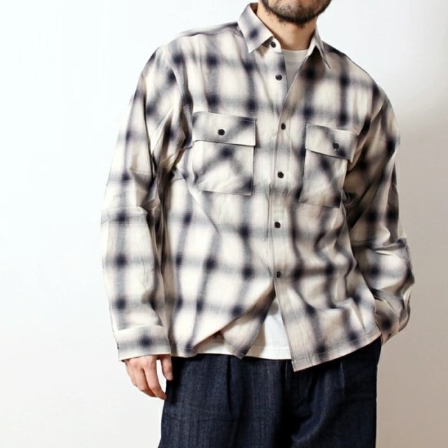 BIG MIKEOmbre Check Light Flannel Shirt ֥å 饤ȥͥ륷 102415000(WHITENAVY ۥ磻ȡߥͥӡ)
