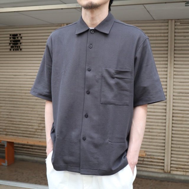 handvaerk Pique Open Collared Shirt (Carbon Black) / ϥɥС ԥץ󥷥 (ܥ֥å)