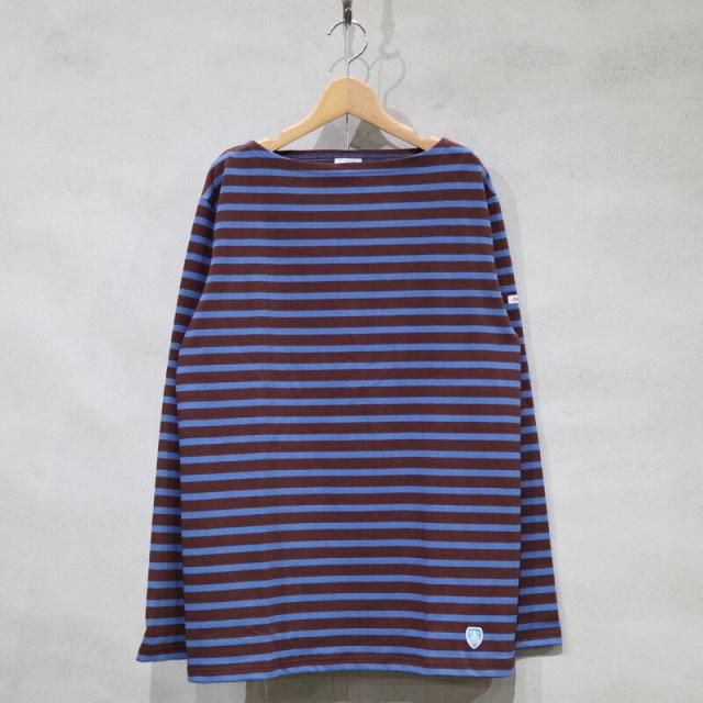 【ORCIVAL オーシバル】COTTONLOURD FRENCH BASQUE SHIRT コットンロード フレンチバスクシャツ｜B211(PALISANDER/CYAN パリサンダー/シアン)