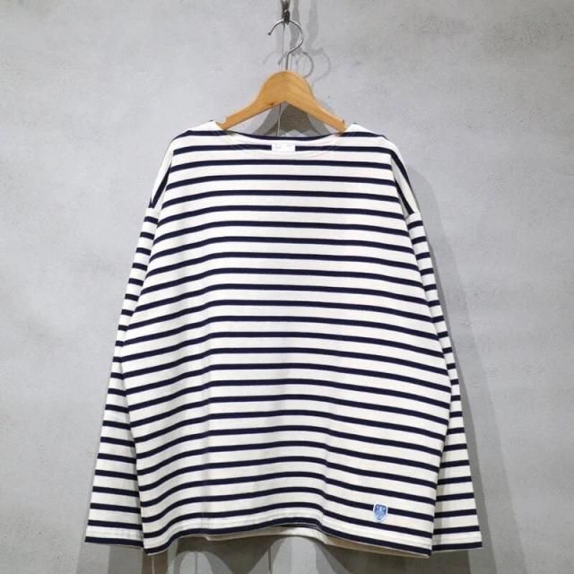 【ORCIVAL オーシバル】COTTONLOURD LONG SLEEVE WIDE PO コットンロード ロングスリーブワイドプルオーバー｜B249(ECRU/MARINE エクリュ/マリン)