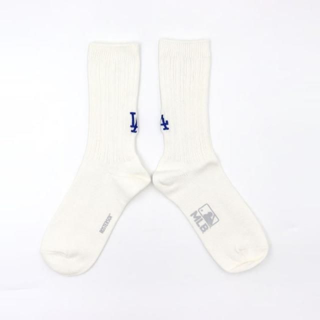 【ROSTER SOX ロスターソックス】MLB RIB SOCKS リブソックス｜MLB-197（LA Dodgers White LAドジャース ホワイト）