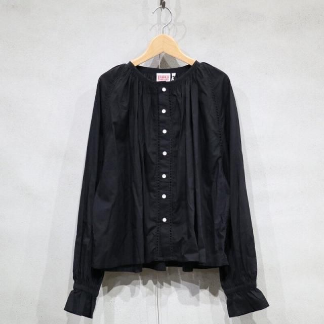 INDIA INDUSTRYGATHERED SHIRT(BLACK) / ǥȥ꡼ 㥶(֥å)ND-B0296 LDL