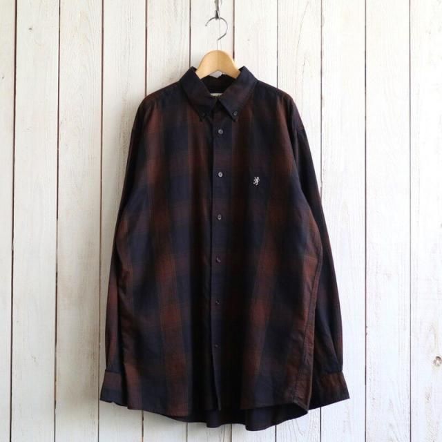 【Gymphlex】B.D. SHIRT L/S(DK.NAVY×DK BROWN)/ジムフレックス ボタンダウンシャツ(ダークネイビー×ダークブラウン)GY-B0196 CTE