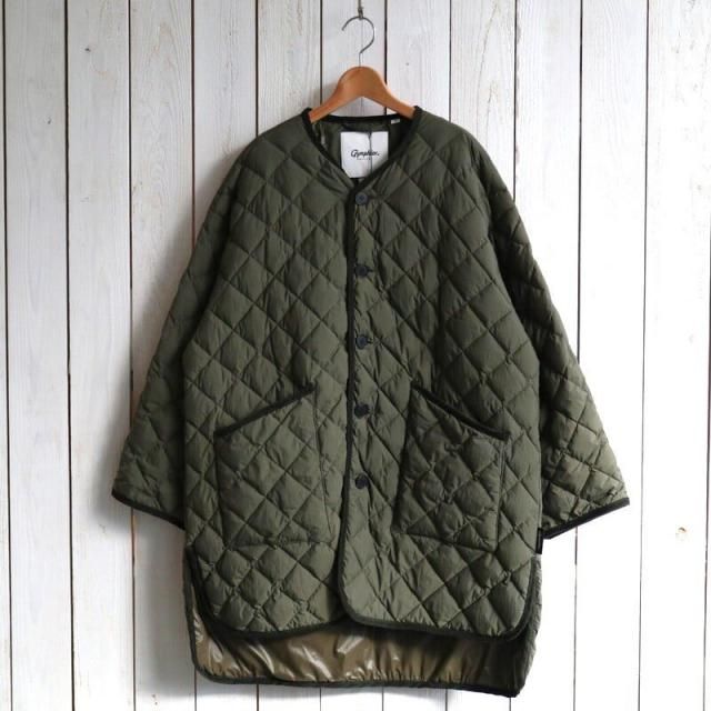 【Gymphlex ジムフレックス】キルトダウンカラーレスコート｜GY-A0056 NYM(DULL OLIVE ダルオリーブ)
