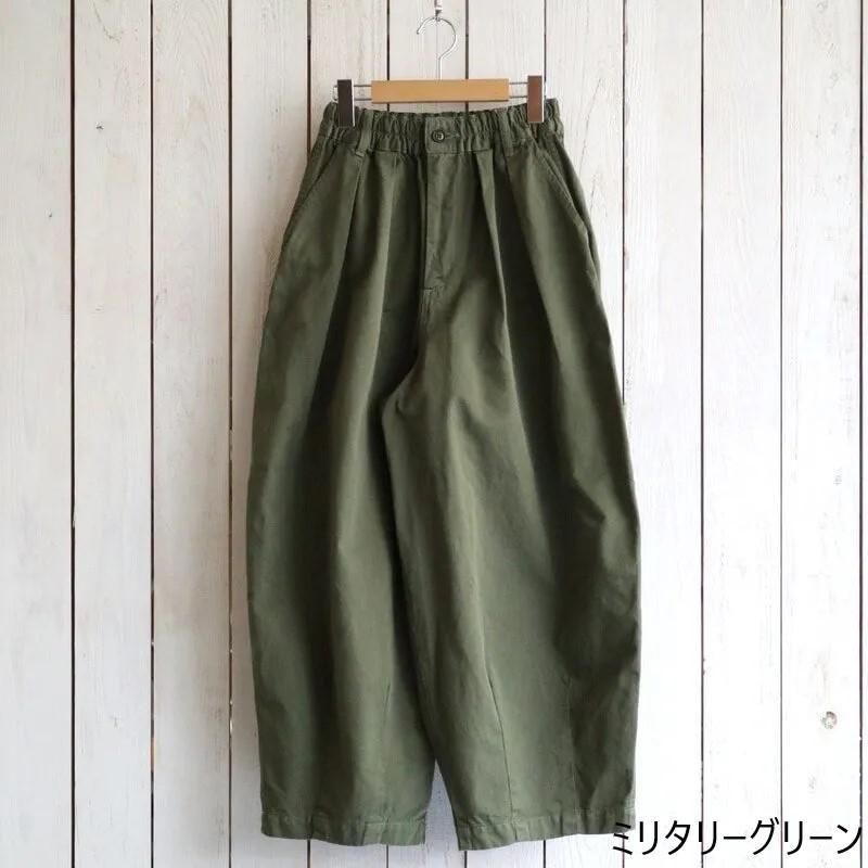 ★ハーベスティ★HARVESTY サーカスパンツ【M】ミリタリー カーキ ゴム HARVESTY｜ハーベスティ | チノクロスサーカスパンツ