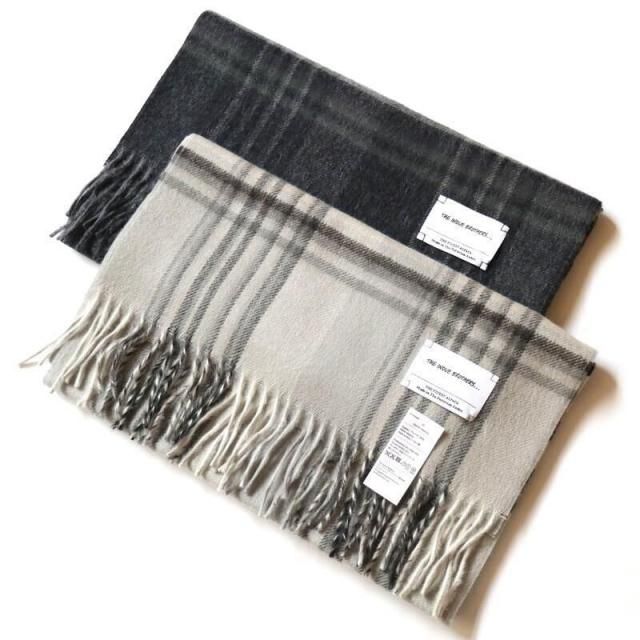 ��THE INOUE BROTHERS �����Υ����֥饶������Baby Alpaca Brushed Scarf Check (Checkered Grey)(Checkered Black)