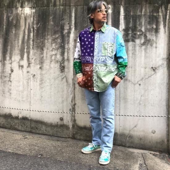 リメイク,501,バンドT,ネルシャツ,REMAKE,BANDANA,PATCHWORK