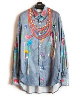 SEVESKIG  Floral Embroidery Chambray Shirt Ver,TOLQ ž̥
