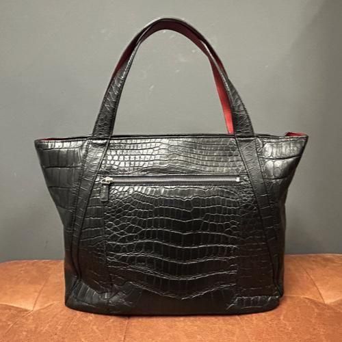クロコダイルトートバッグ｜マットブラック（オールレザー） - 『皮革