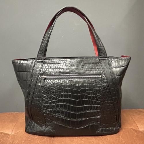 クロコダイルトートバッグ｜マットブラック（オールレザー） - 『皮革