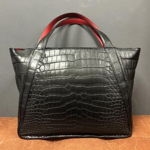 セレンシー マットクロコダイル ボストンバッグ エキゾチックレザー クロコダイル スクエアボストンバッグ ｜ エキゾチックレザー