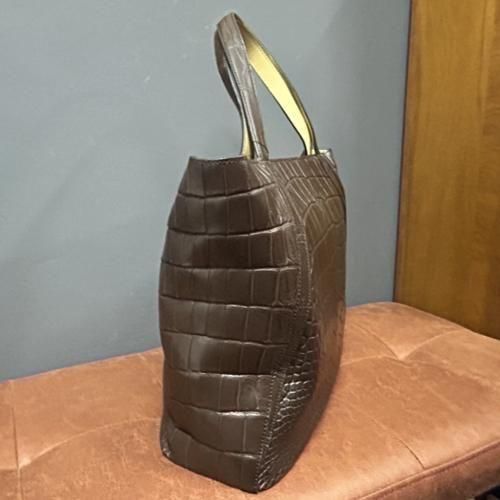 クロコダイルトートバッグ｜アースブラウン（オールレザー） - 『皮革