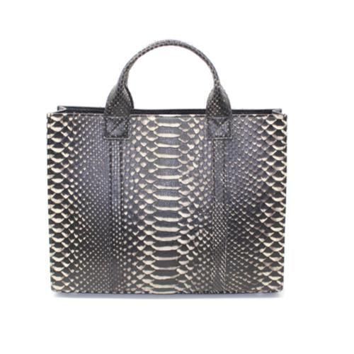 パイソントートバッグ・ブラック＆ホワイト - 『皮革に製品