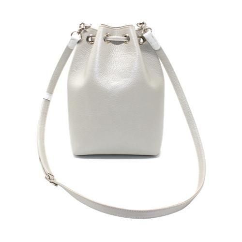 クロコダイル巾着ショルダーバッグ/ホワイトパール - 『皮革に