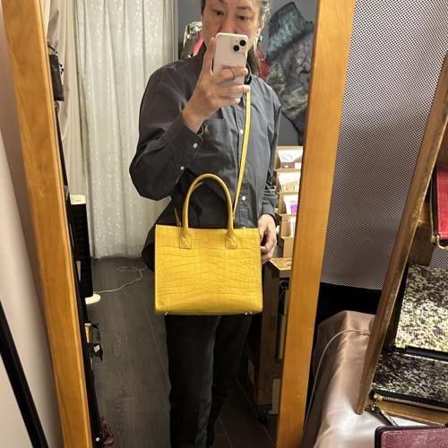 クロコダイル2wayトートバッグ | マットイエロー - 『皮革に製品として