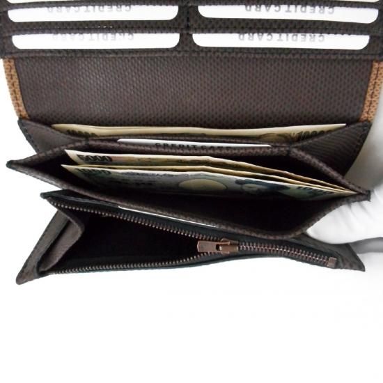 長財布/オールレザー カロング・キャメル＆チョコ - エキゾ