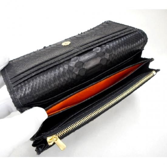長財布/レディースタイプ ブラックパイソン無双(イエロー 長財布/レディースタイプ ブラックパイソン無双(イエロー