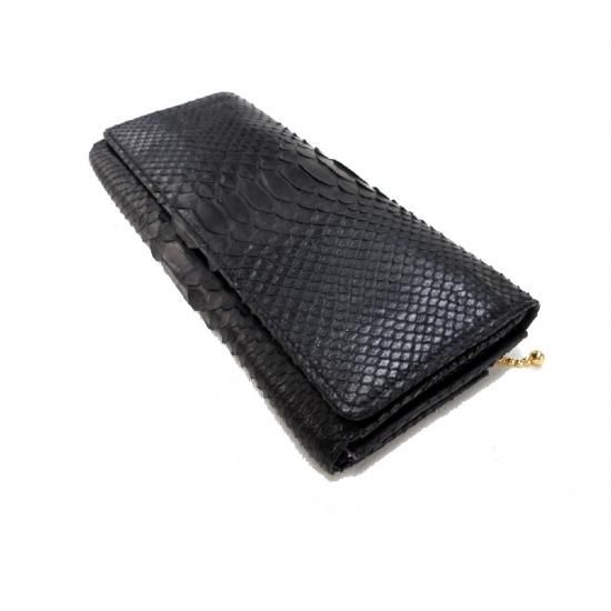 長財布/レディースタイプ ブラックパイソン無双(ピンクポケット)A 長財布/レディースタイプ ブラックパイソン無双(ピンクポケット)A