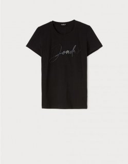 【DONDUP/ドンダップ】レディース　刺繍ロゴTシャツ/BLACK