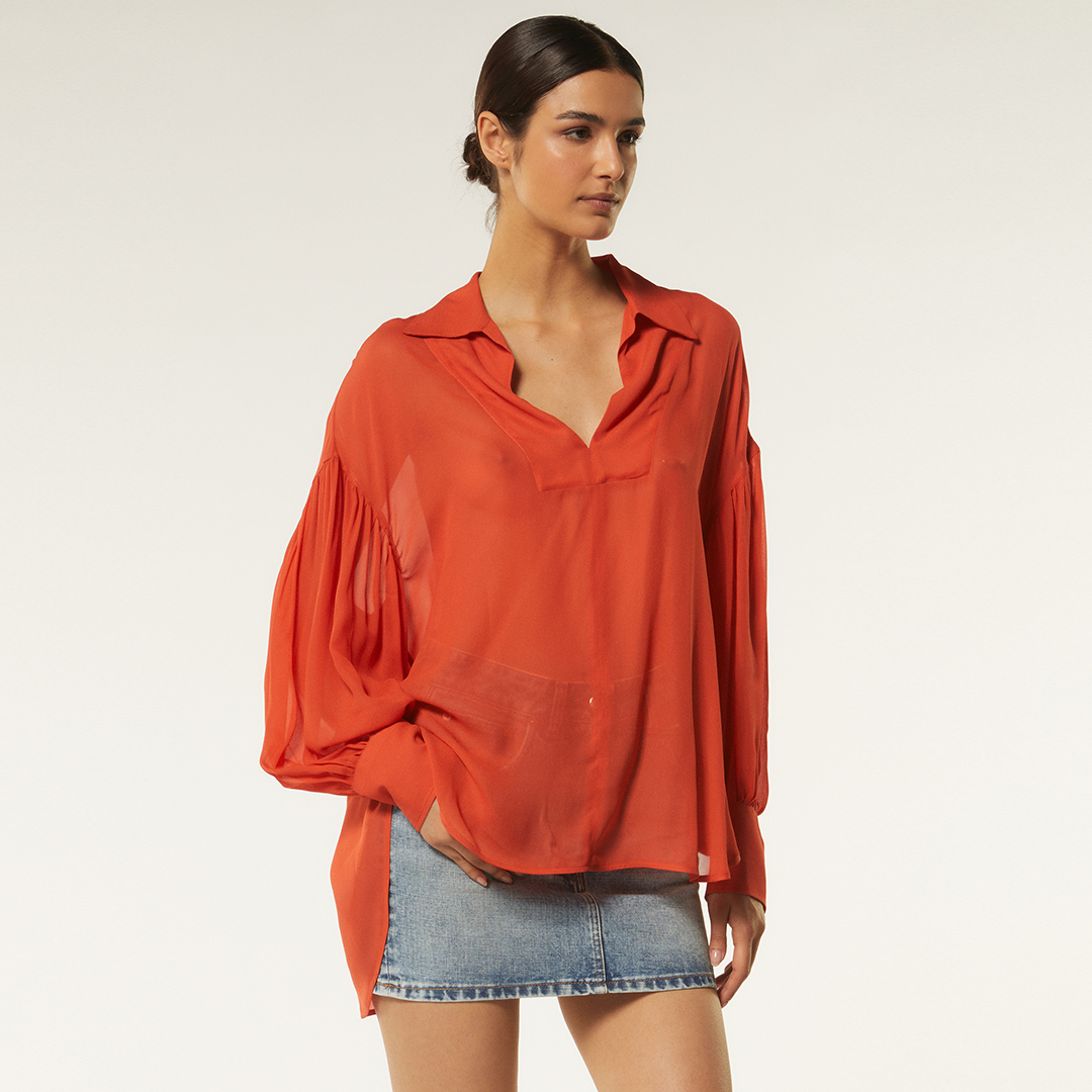 <img class='new_mark_img1' src='https://img.shop-pro.jp/img/new/icons8.gif' style='border:none;display:inline;margin:0px;padding:0px;width:auto;' />【DONDUP】puff-sleeve blouse 2color 23ss