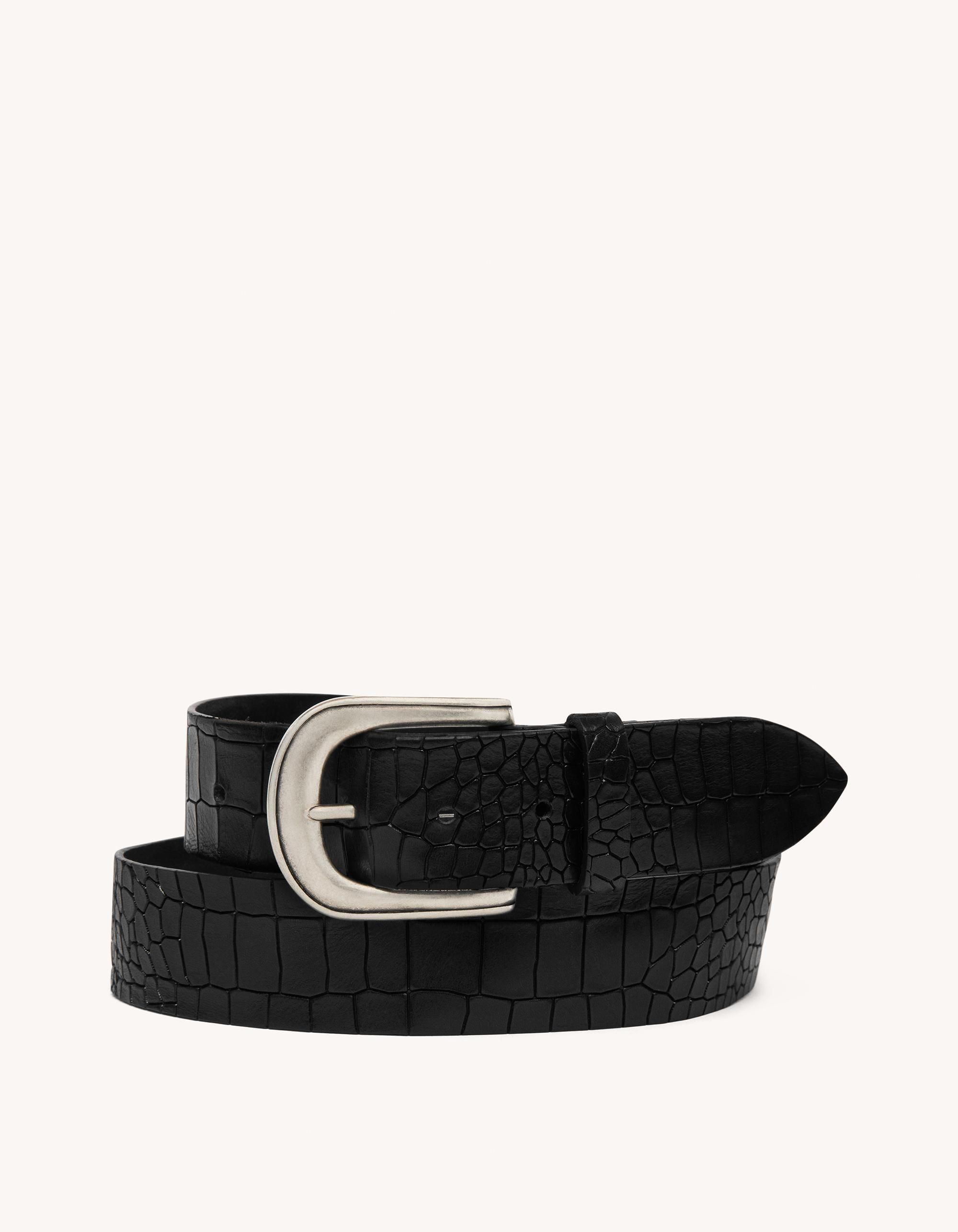 【DONDUP】Crocodile-print leather belt