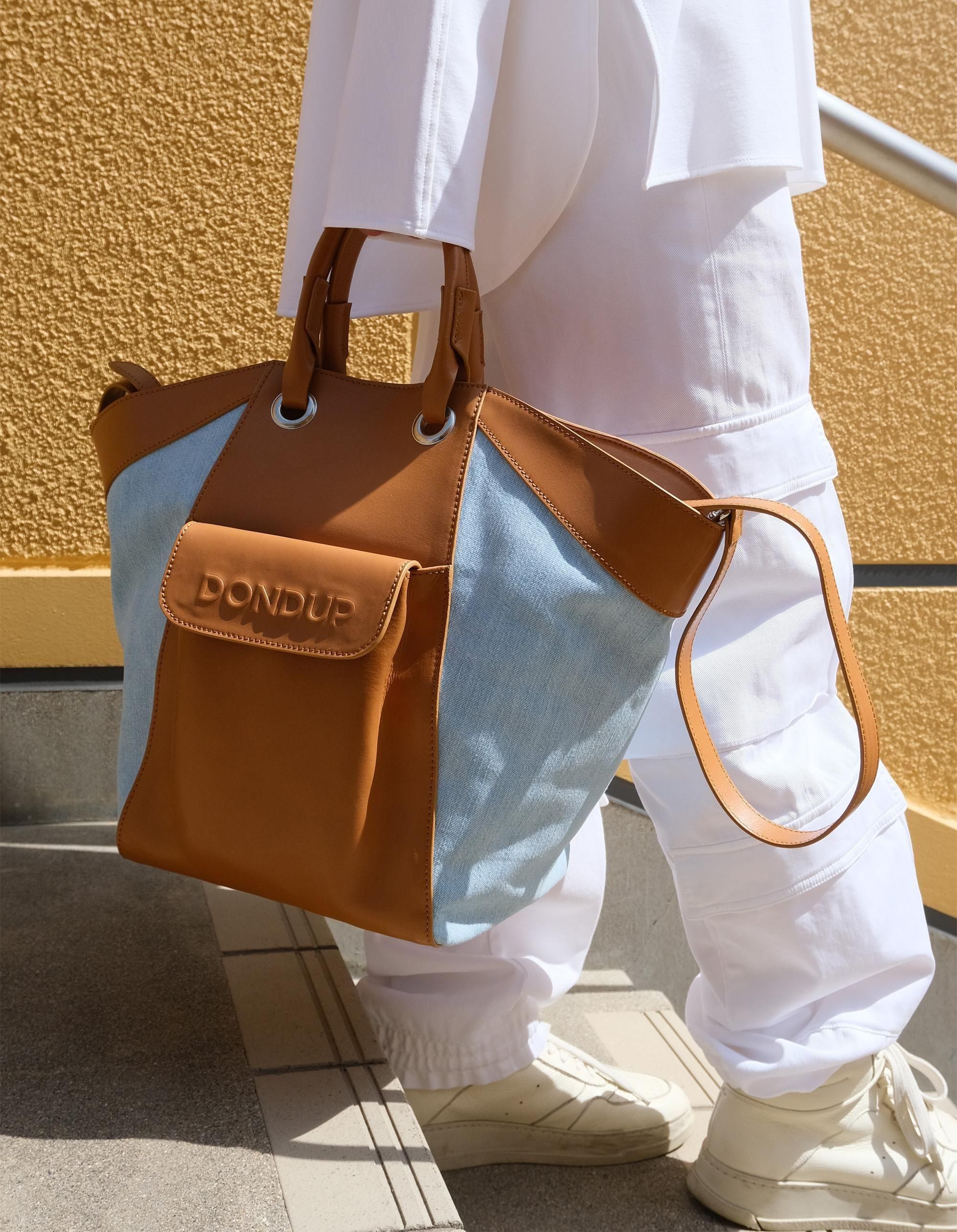 【DONDUP】レザー デニム トートバッグ