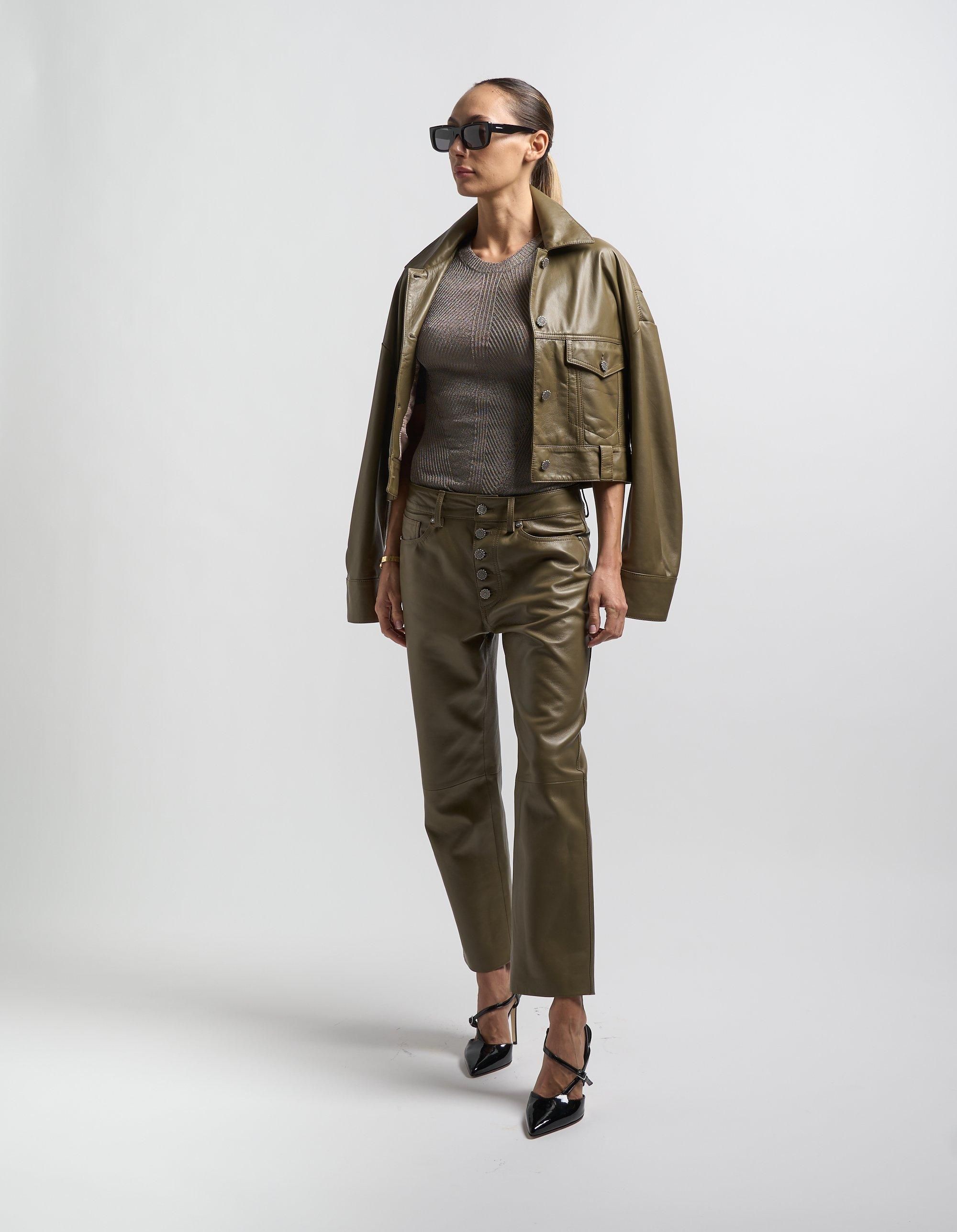 【DONDUP-WOMEN】ナッパレザー トラウザーパンツ 2色