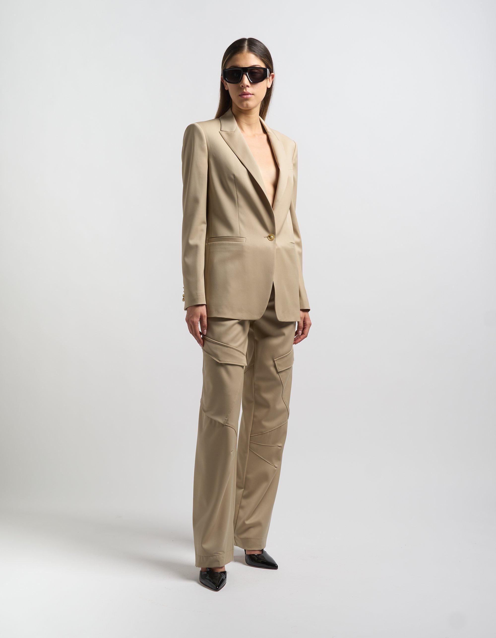 【DONDUP-WOMEN】シングルブレスト クールウールブレザー