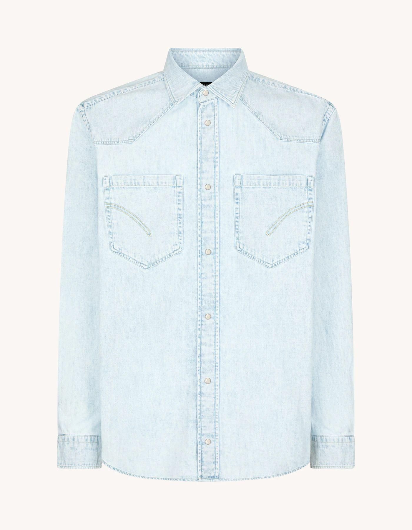 【DONDUP-MEN】ライトウォッシュデニム ウェスタンシャツ　7oz