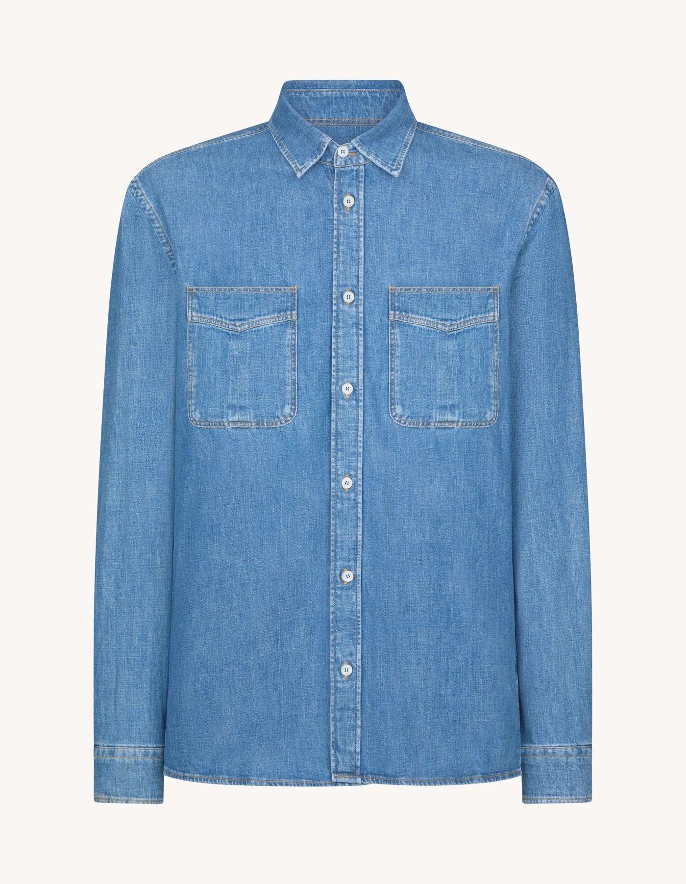 【DONDUP-MEN】デニム シャツ　パッチポケット7oz