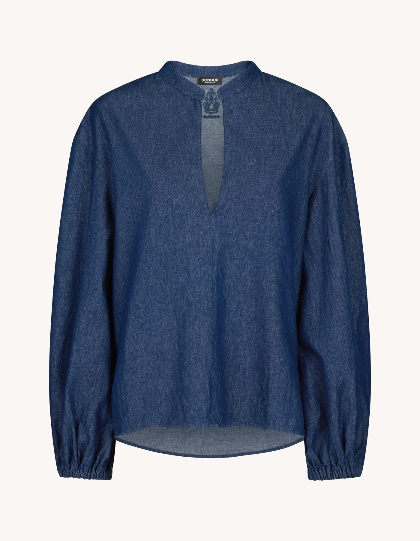 【DONDUP-WOMEN】ギャザースリーブデニム シャツ5.5oz