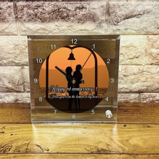 お写真や文字が入れられる☆ミラーガラス時計- 世界に一つの名