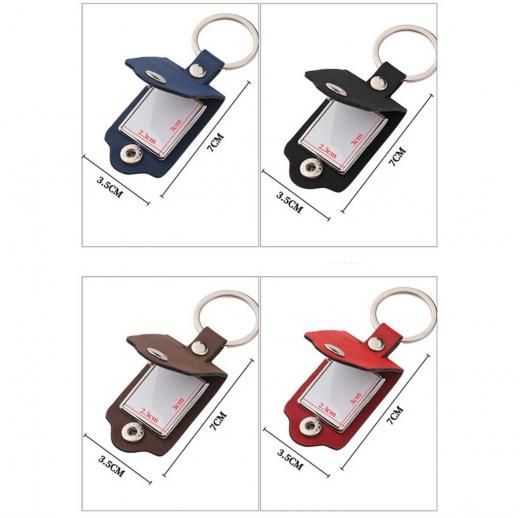 お写真や文字が入れられる☆レザーカバーキーホルダー- 世界に一つの名