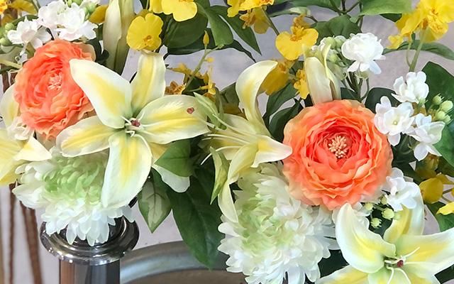 ☆るな☆◆ 造花  お墓用仏花アレンジ◆ １対（２個セット） 楽天市場】【売れ筋】【当店オススメ】仏花造花1対セット お墓