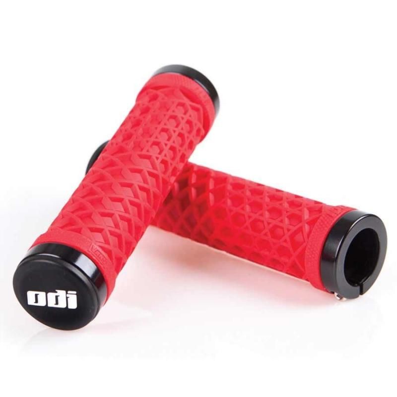 black and red bike grips
