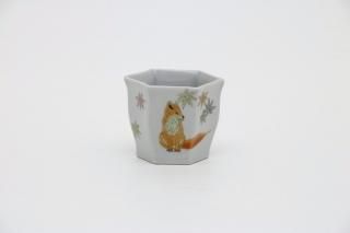 希少明治 九谷焼 谷口 細密絵金彩五角 ぐい呑 酒器 お猪口 茶器