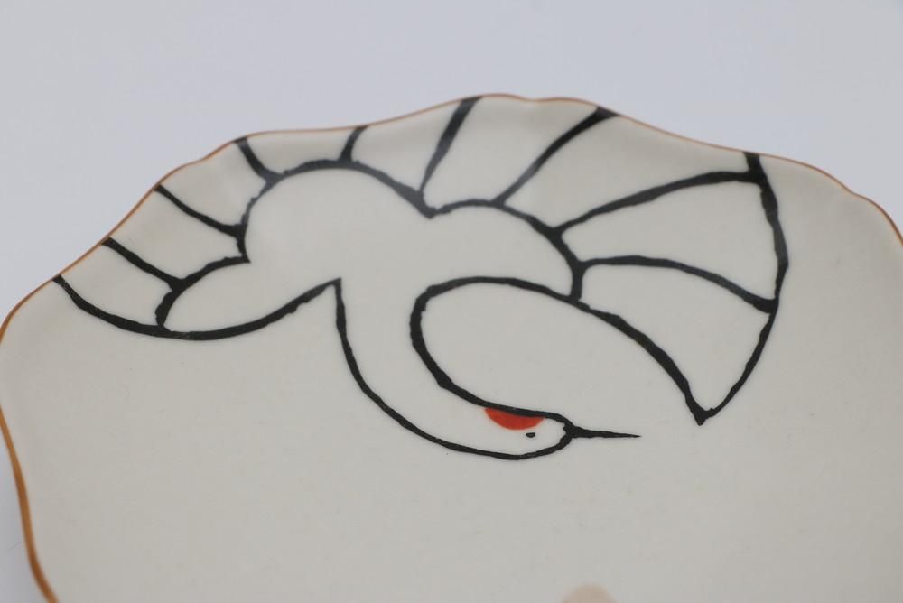 九谷焼き 松の木と鶴と亀 縁起物 骨董品 古美術 九谷焼き 松の木と鶴と