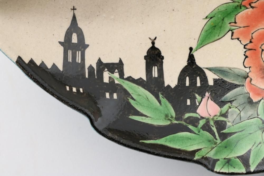 宮永東山　作　ギリシヤ女人　色絵画皿　一点物 宮永東山 作 ギリシヤ女人 色絵画皿 一点物