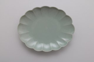 6寸菊楕円皿 青