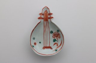 琵琶型小皿 赤絵 no.3